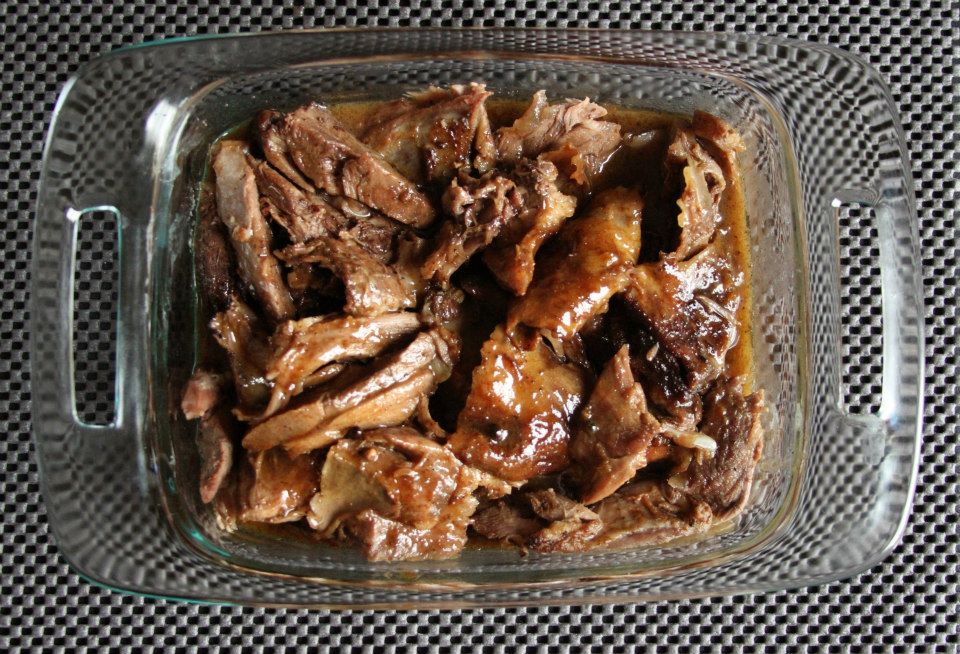 Goat shoulder ready for sauce