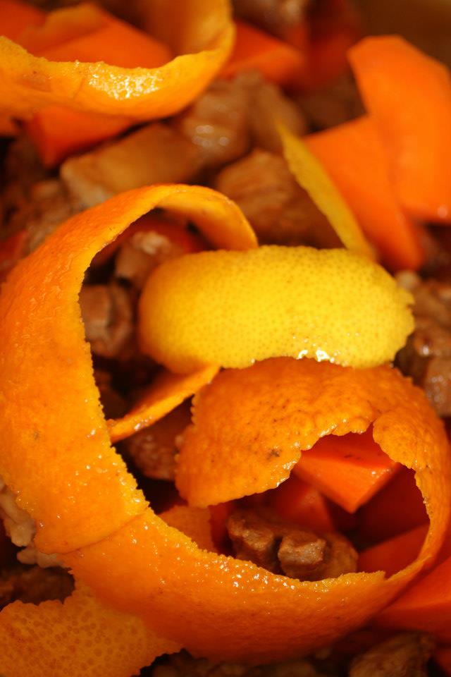 Orange and lemon peel for goat meat stew recipe