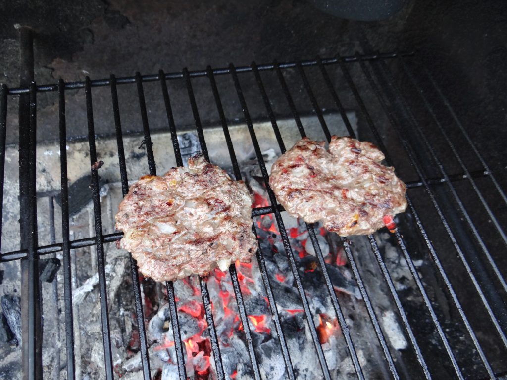 Ground Goat Patties on Grill
