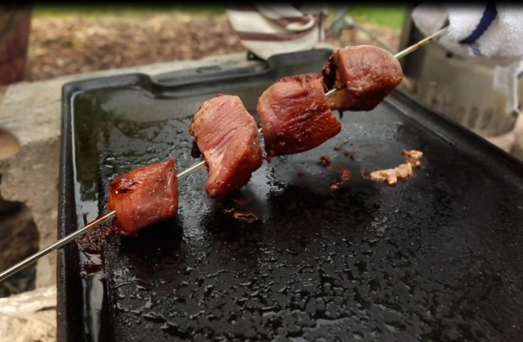 lamb kabob on grill