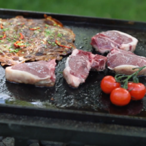 Goat Loin chops on Grill with Potatoes