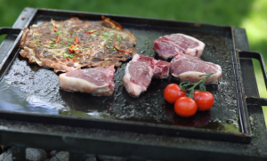 Goat Loin chops on Grill with Potatoes