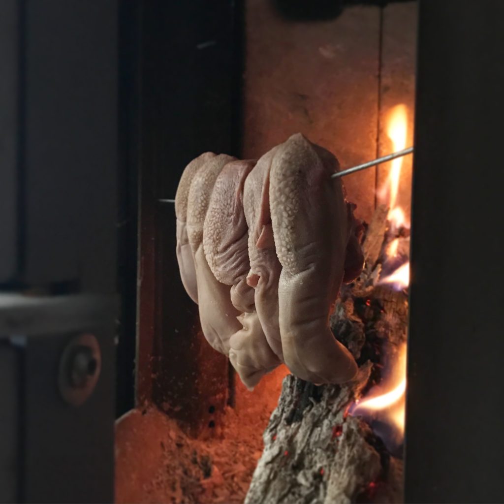 Lamb and Goat Tongues Smoked in Fireplace