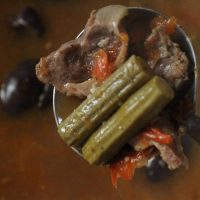 Moringa fruits and goat meat stew