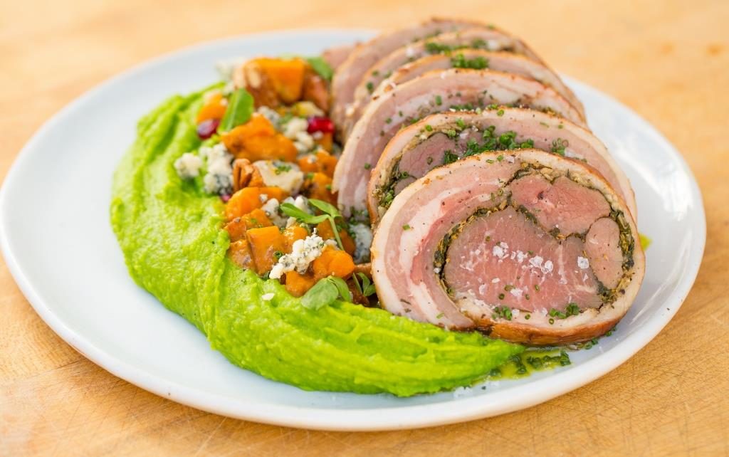 Lambchetta with Pumpkin Caponata