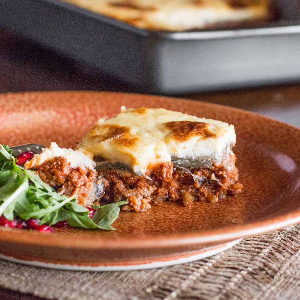 Grass fed lamb or goat moussaka