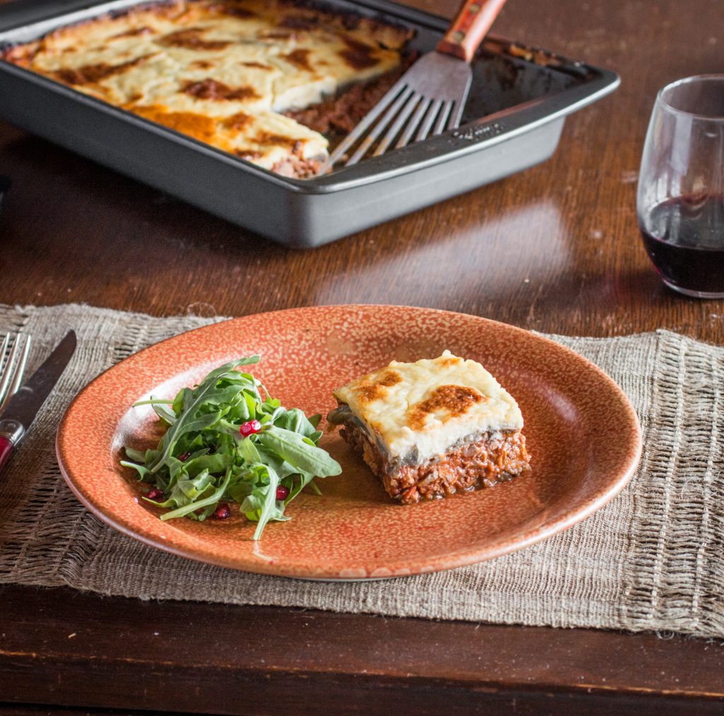 Grass fed lamb or goat moussaka