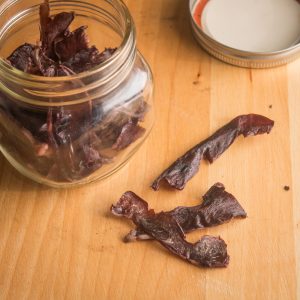 Grass fed lamb or goat heart jerky dog treats