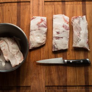 How to cook lamb or goat ribs, cutting and trimming.