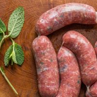 Grass fed goat sausage with fresh mint