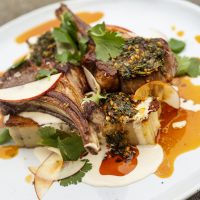 Grass fed lamb chops with potato pave and charmoula recipe