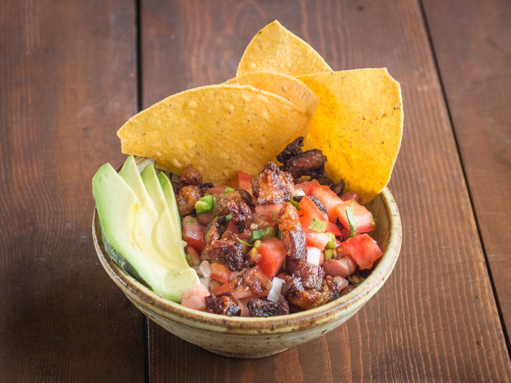 Grass fed goat or lamb belly taco bowls