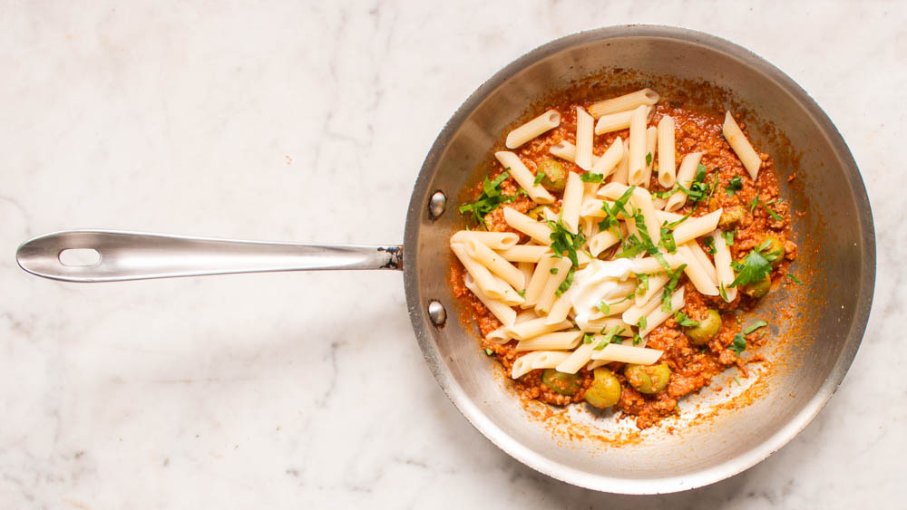 Grass fed goat ragu with olives and pecorino recipe