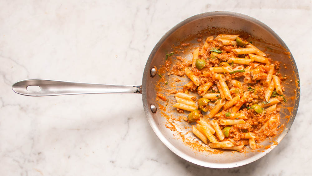 Grass fed goat ragu with olives and pecorino recipe