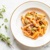 Penne with goat ragu and olives recipe