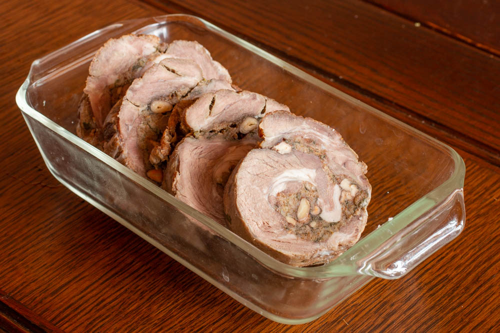 Lamb saratoga roast stuffed with black walnuts 