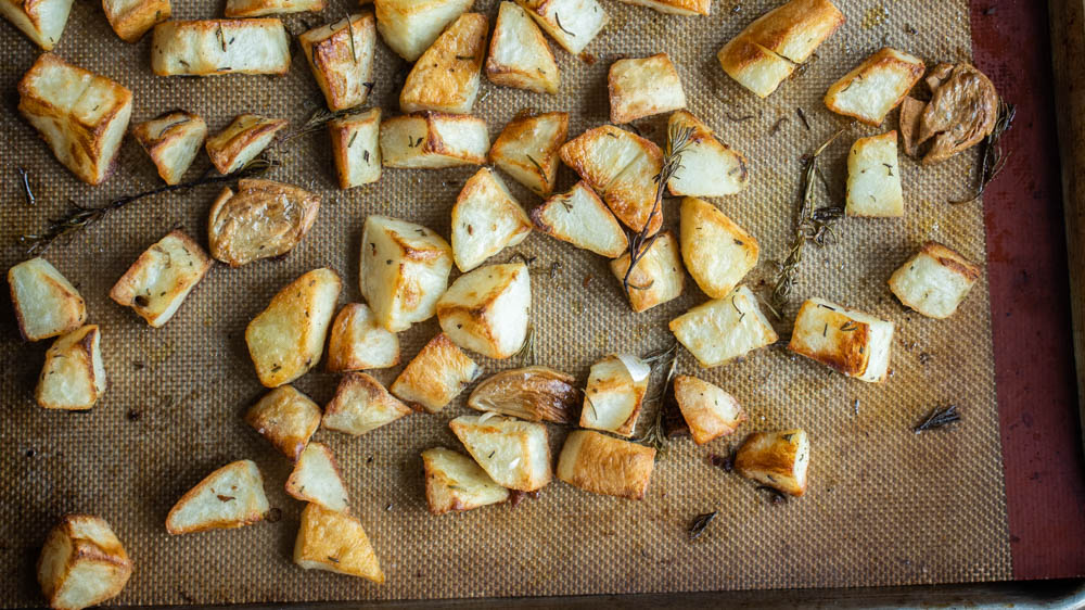 Roasted lamb fat potatoes with rosemary