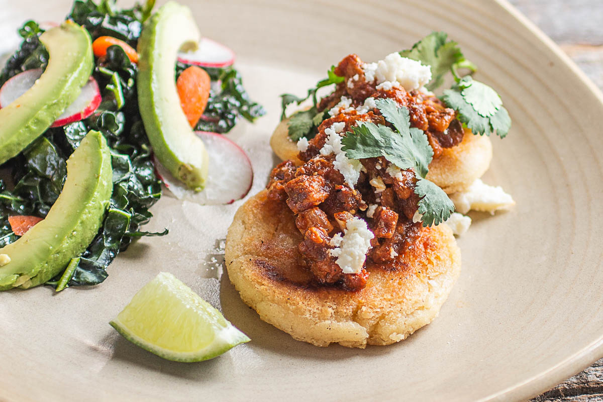 lamb fat masa cakes with chicharrones de borego