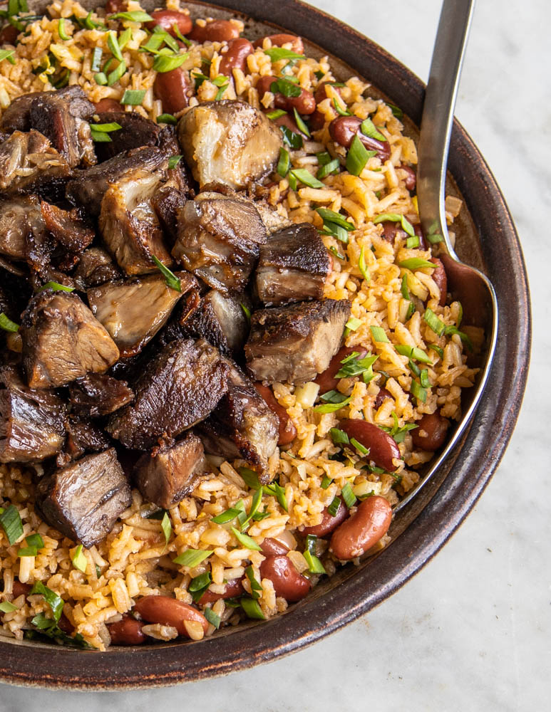 Lamb or goat shank rice and beans recipe