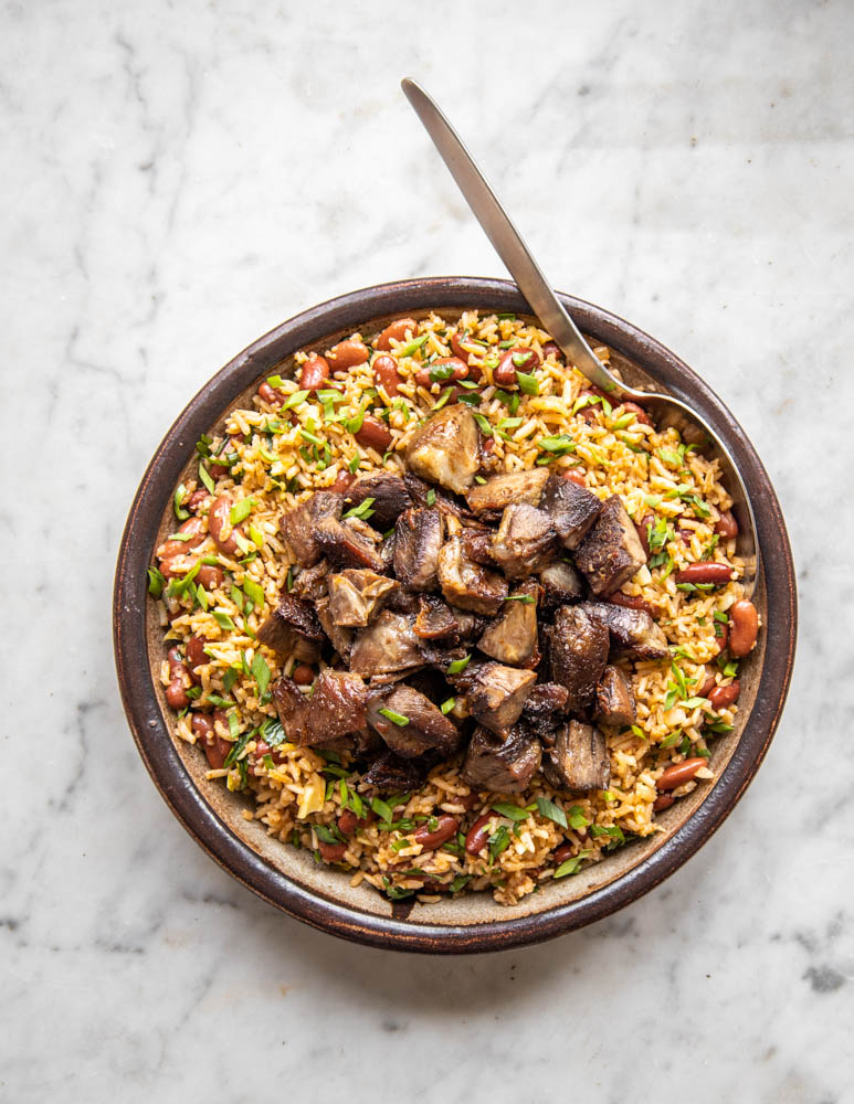 Lamb or goat shank rice and beans recipe