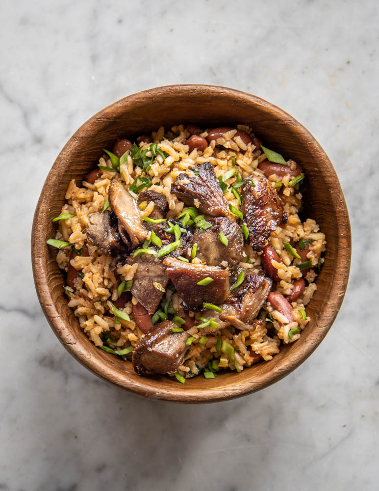 Lamb or goat shank rice and beans recipe