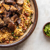Lamb or goat shank rice and beans recipe
