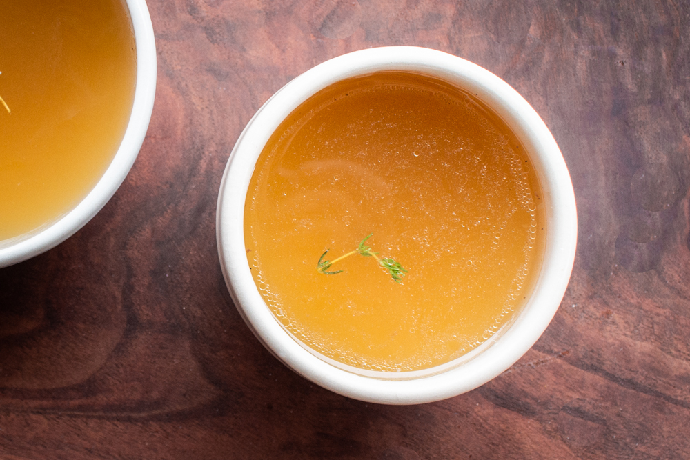 Smoked lamb and goat bone broth
