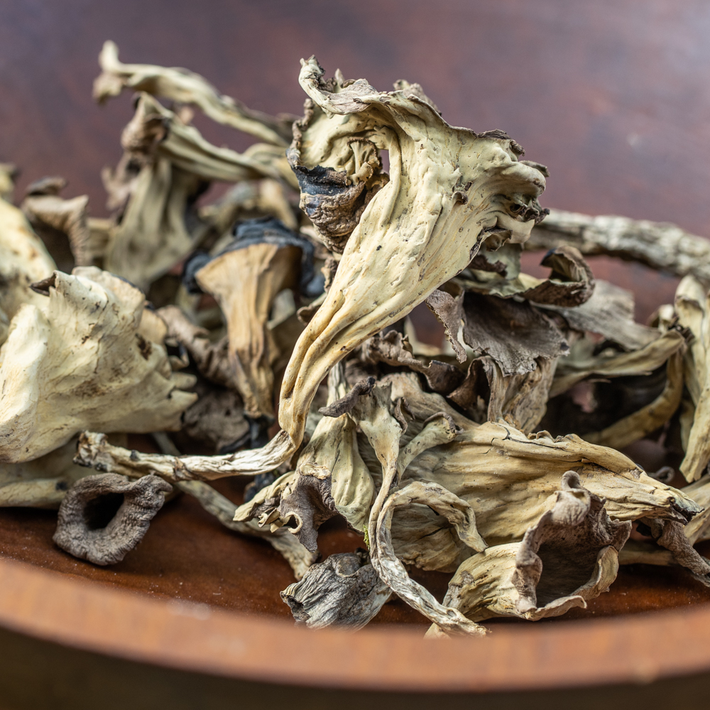 Dried black trumpet mushrooms