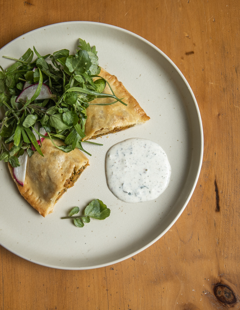 Lamb and squash hand pies with chevre
