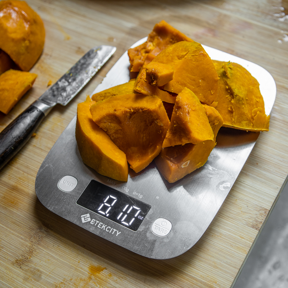 Cutting kabocha squash