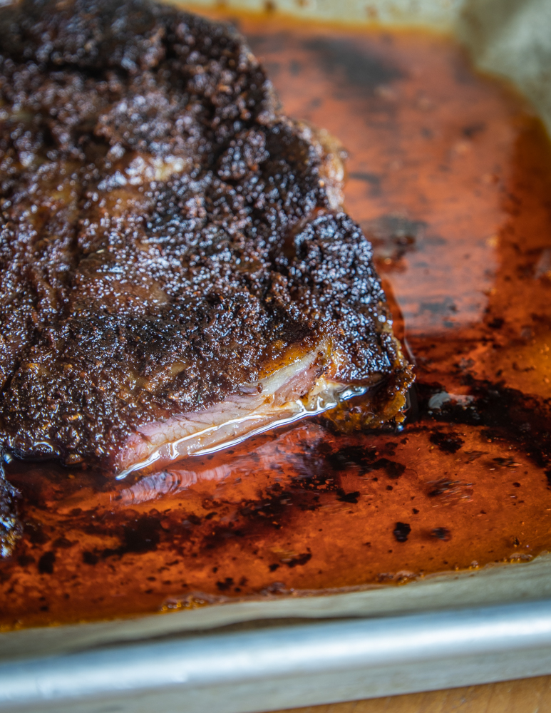 Slow-roasted lamb breast with a spicy dry rub