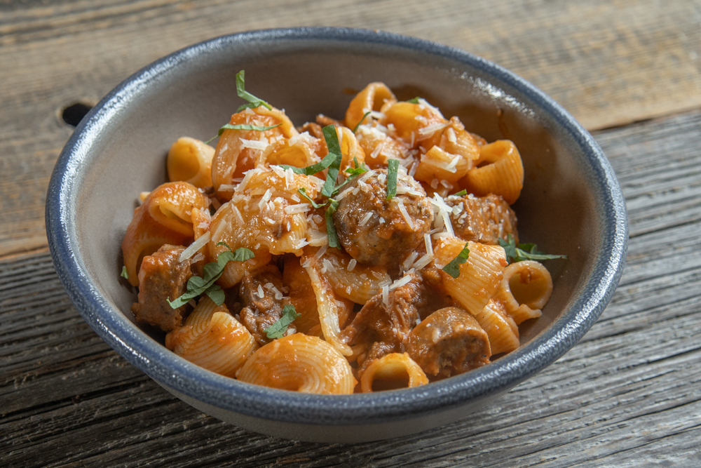 Lamb Sunday Gravy with lamb Italian sausage, tongue and saratoga roast