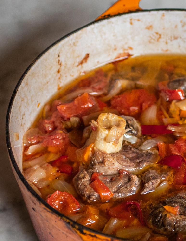 Lamb or goat shank buglama or bugulama