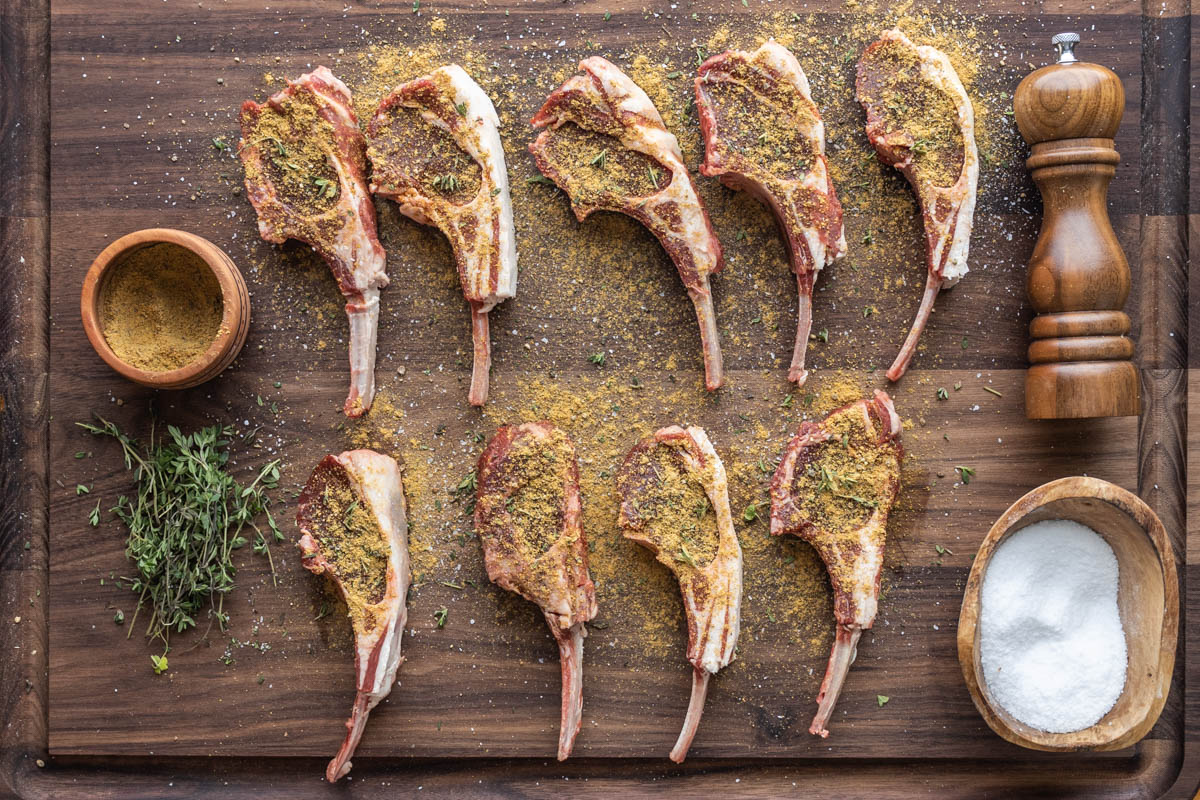 Dry rubbed lamb or goat chops 