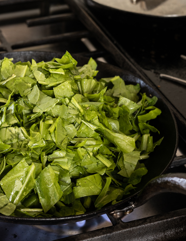 cooking wild beet greens or beta vulgaris
