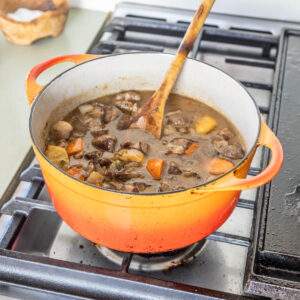 a stew of lamb meat and kidneys